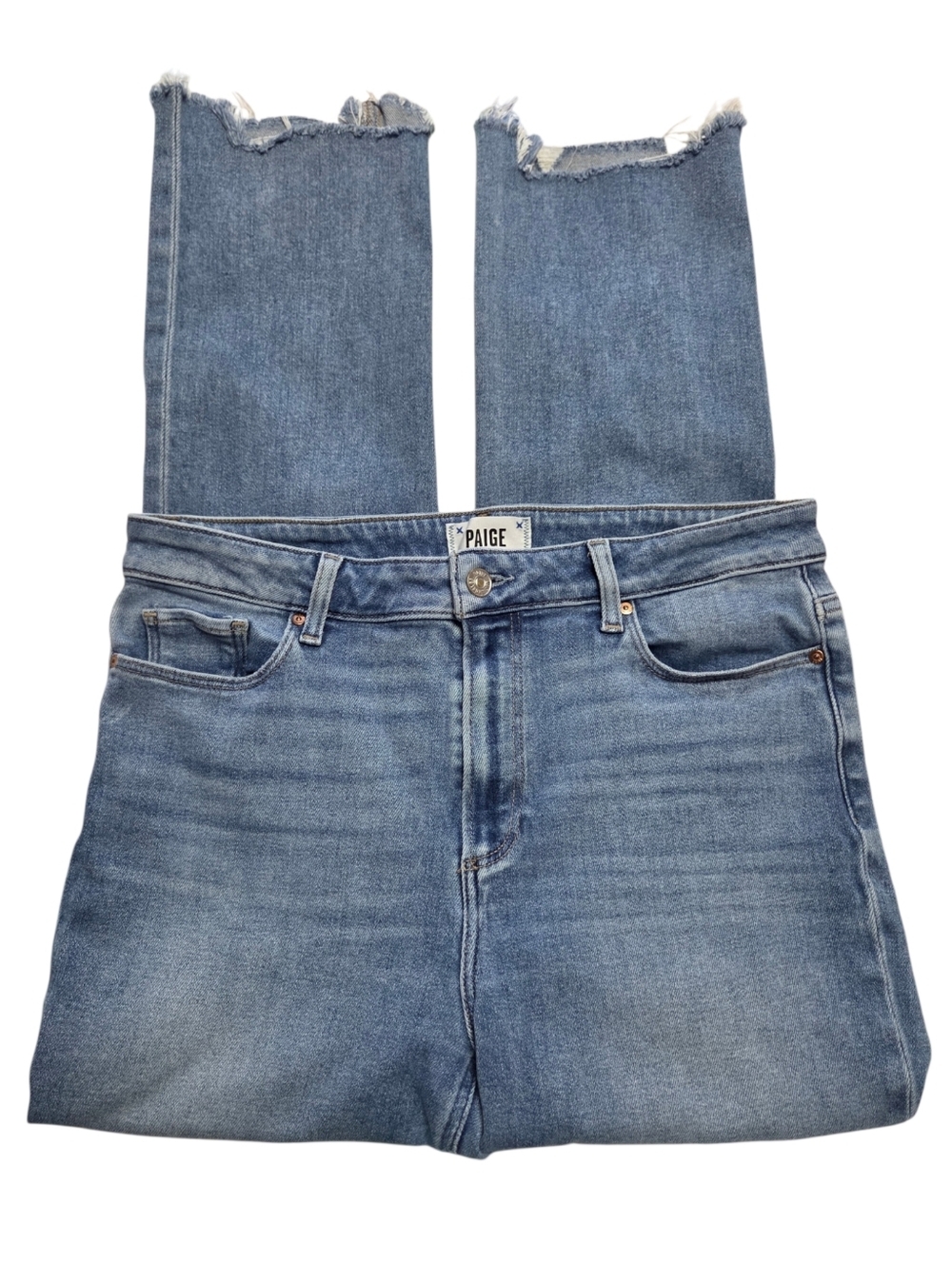 PAIGE Cindy High Rise Raw Hem Jeans Light Wash 32 - Picture 5 of 12